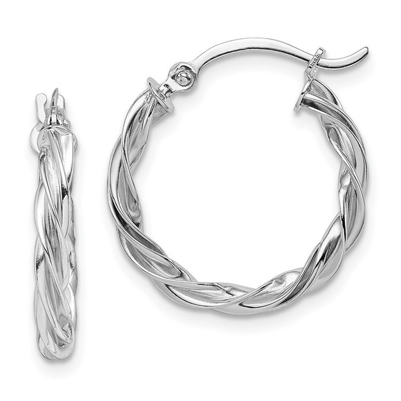 14K Polished White Gold Twisted Hoop Earrings,All Products : American Fashion Style Bags On Sale